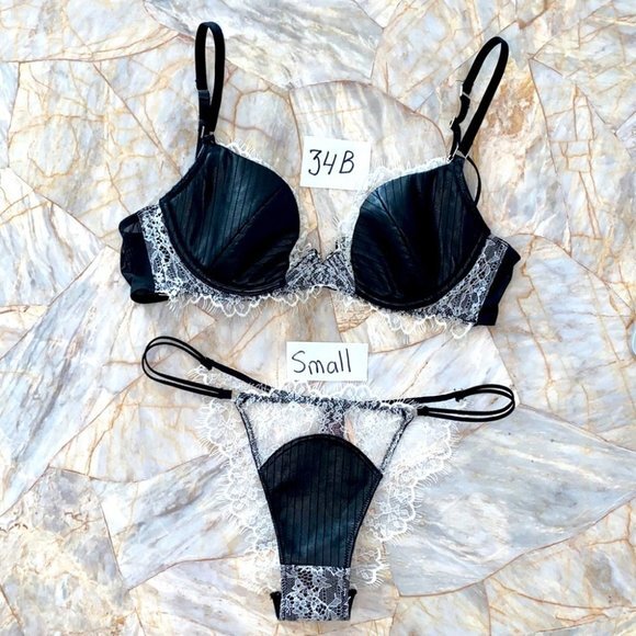 VS Very Sexy Lined Plunge Leather 34B Bra‎ Small